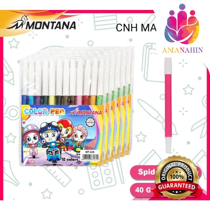 

spidol kecil 12 warna 828 Montana 12 pcs (set) / spidol 12 warna kecil STK