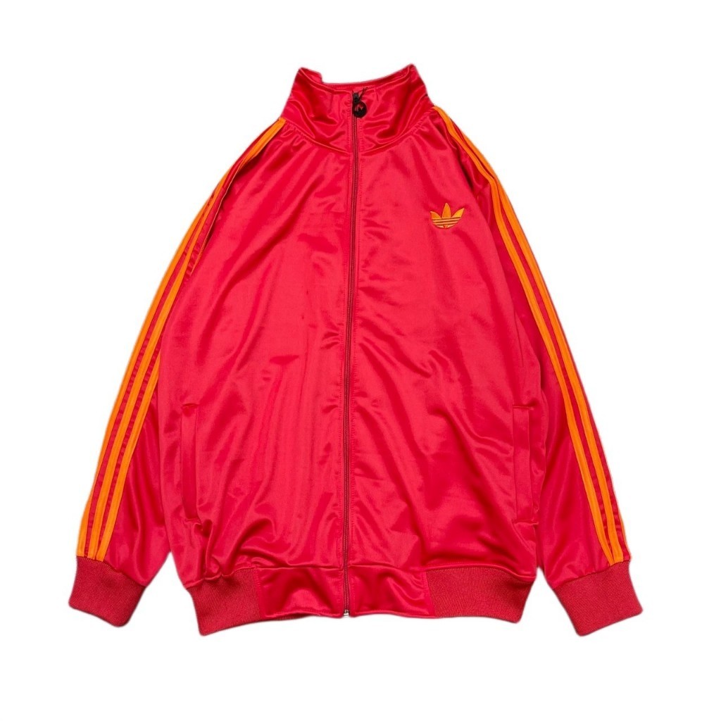 JAKET TRACKTOP ADIDAS FIREBIRD STRIP TAPED ORANGE ON RED