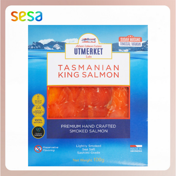 

Utmerket Laks Premium Tasmanian King Smoked Salmon 100gr - Ikan Segar 100% Natural