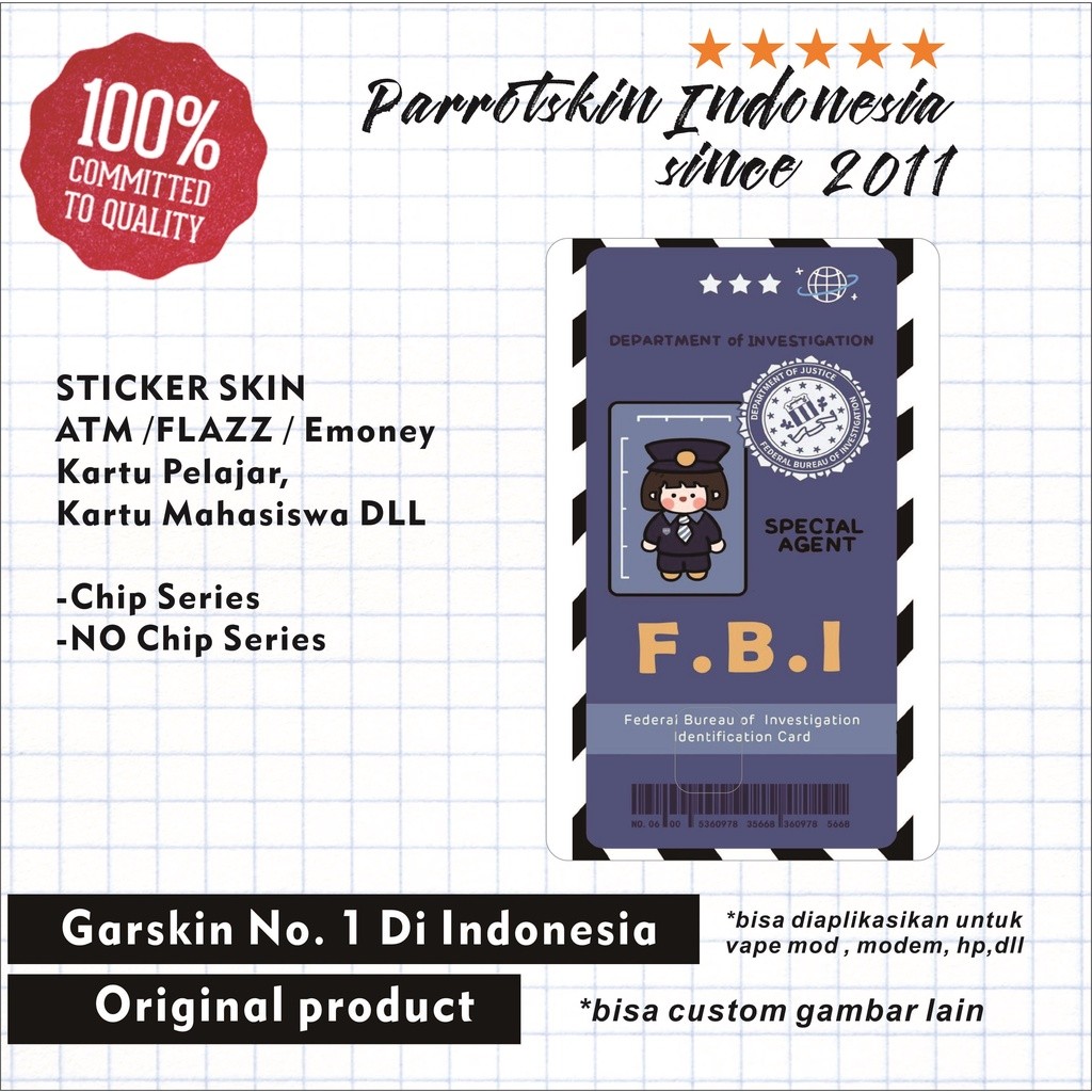 

PROMO Sticker Skin Card Vinyl ATM Debit Credit Emoney Flazz Tapcash FBI card unyu