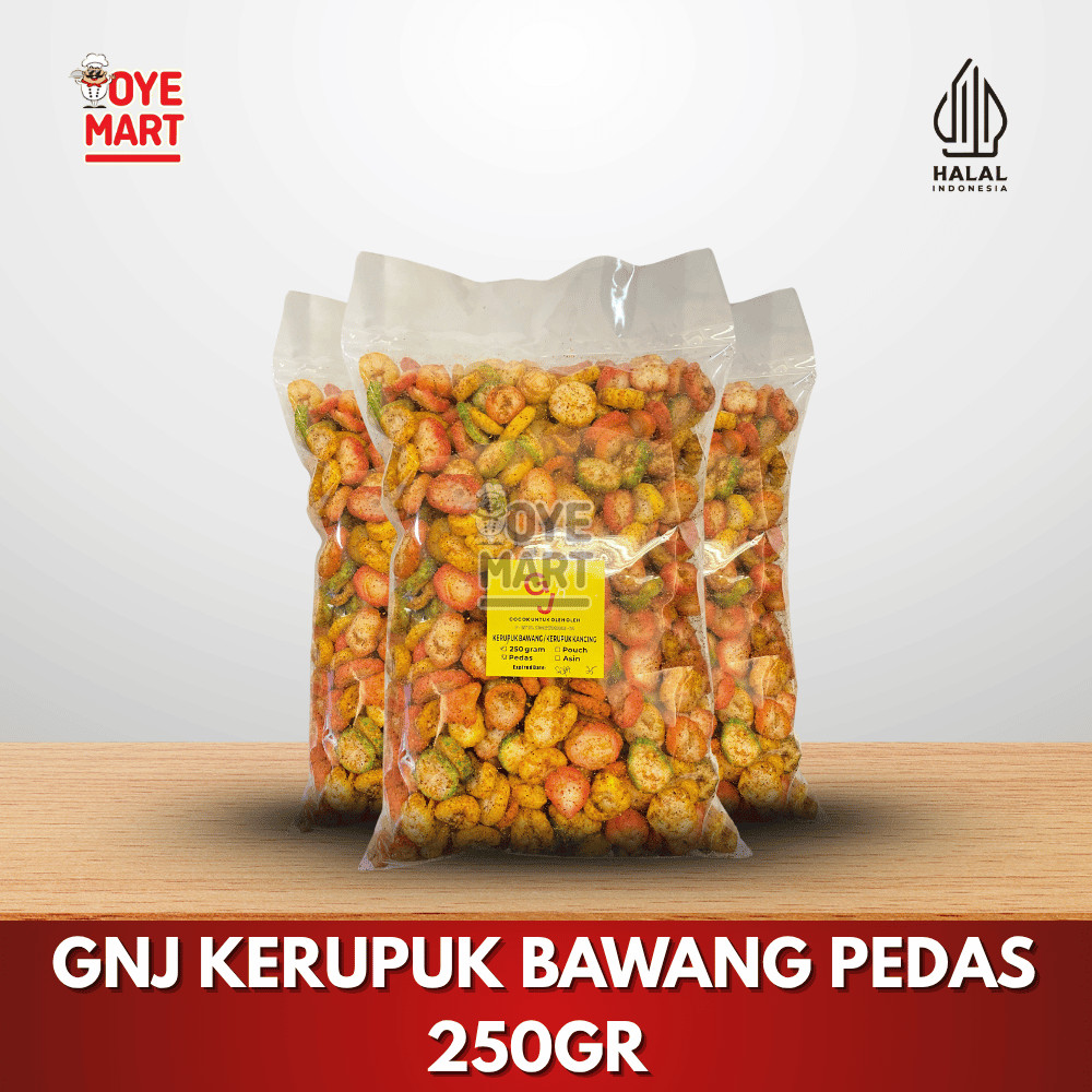 

GNJ KERUPUK BAWANG PEDAS 250GR CEMILAN SNACK BANDUNG