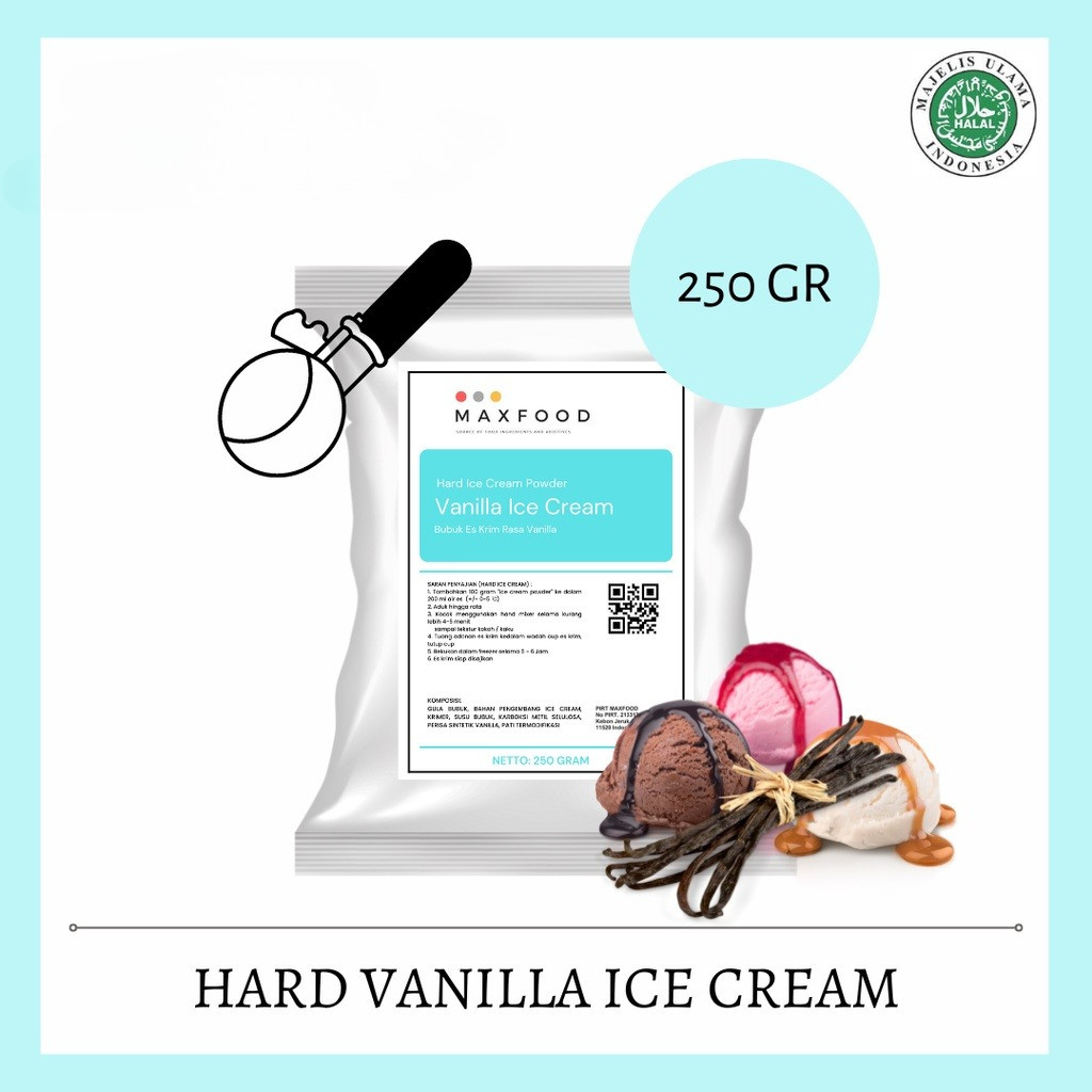 

Ready MAXFOOD - Hard Vanilla Ice Cream / Bubuk Es Krim Rasa Vanilla 250 GR
