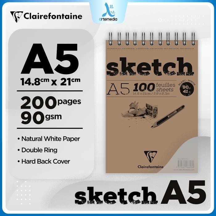 

TERLARIS! Buku Sketsa Clairefontaine Sketchbook A5 A4 Sketch Portrait Spiral - A5