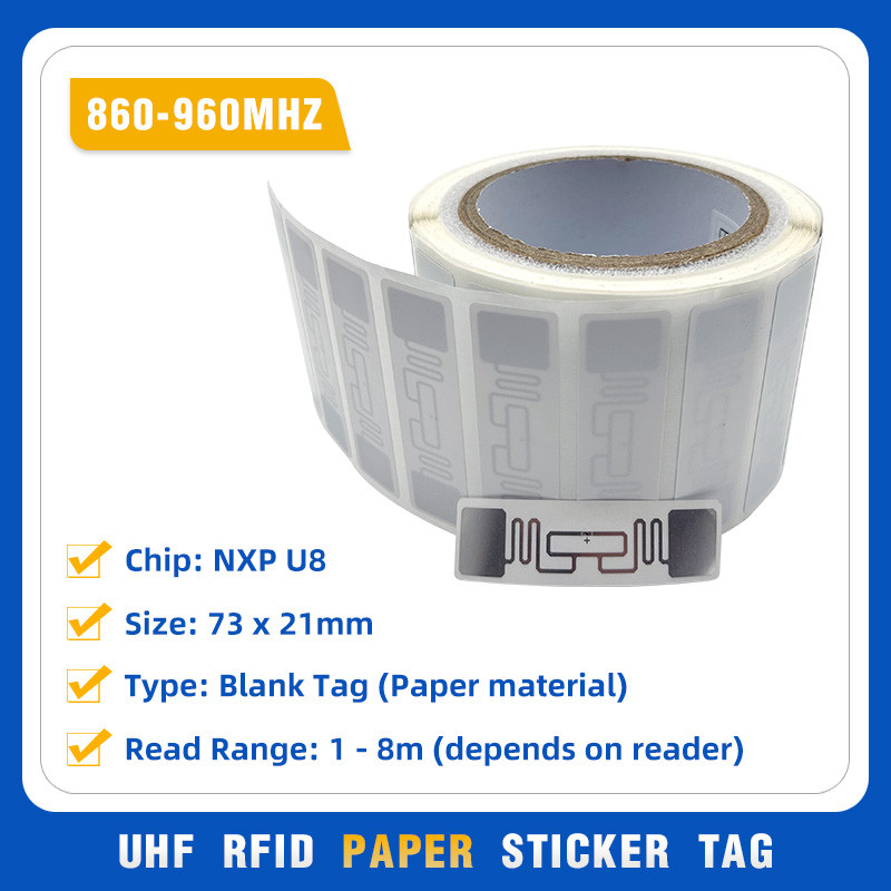 

73x21mm 100/200pcs 860~960mhz Passive UHF RFID Label Sticker Tags ISO18000-6C NXP ALIEN Chip for Warehouse Logistic Management