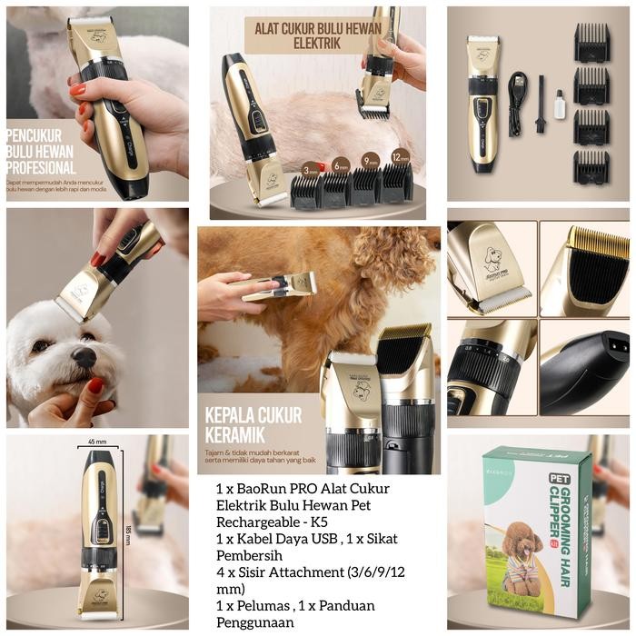 BaoRun PRO Alat Cukur Elektrik Bulu Binatang Hewan Pet Dog Clipper S1 - Baorun K5