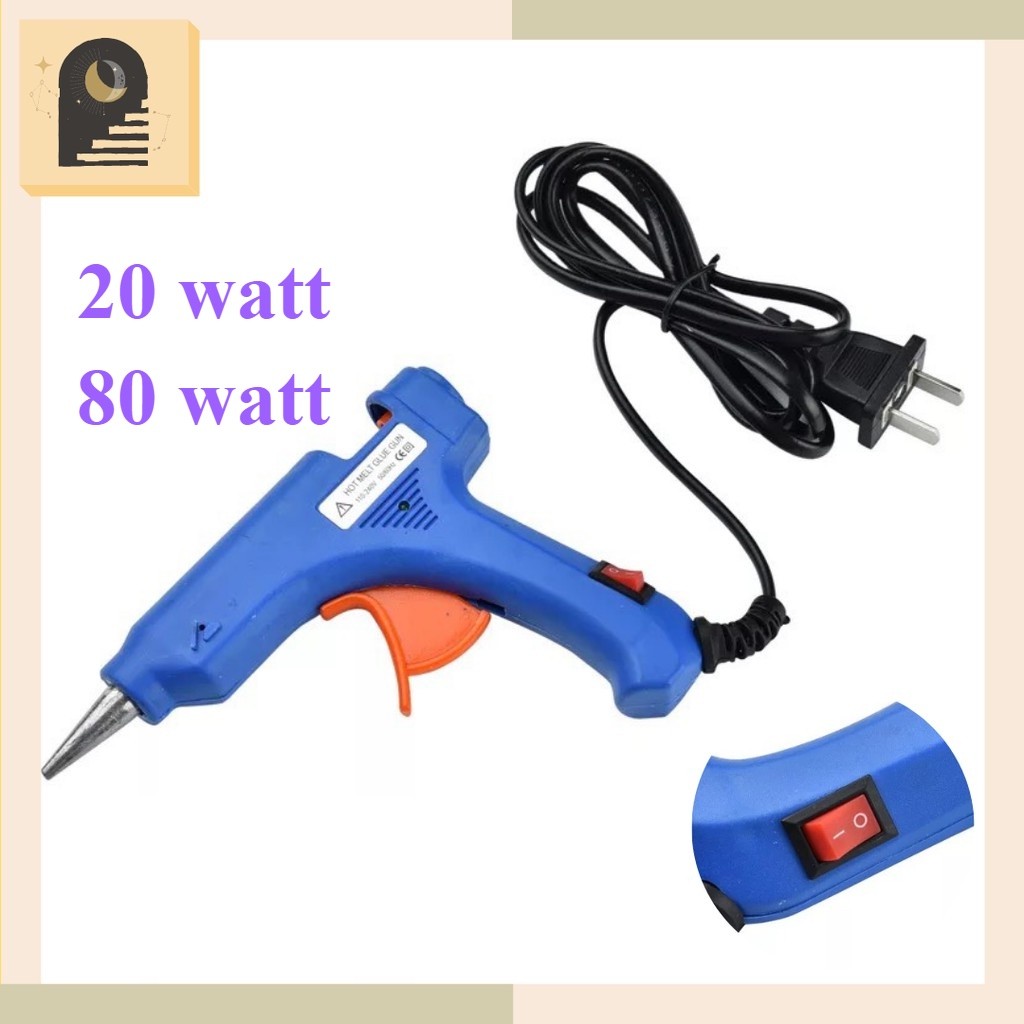 

[ FIRN ] - BISA COD Either.id Hot Melt Glue Gun Lem Tembak SAKLAR ON-OFF 20 Watt 20W 80W Watt Dv8
