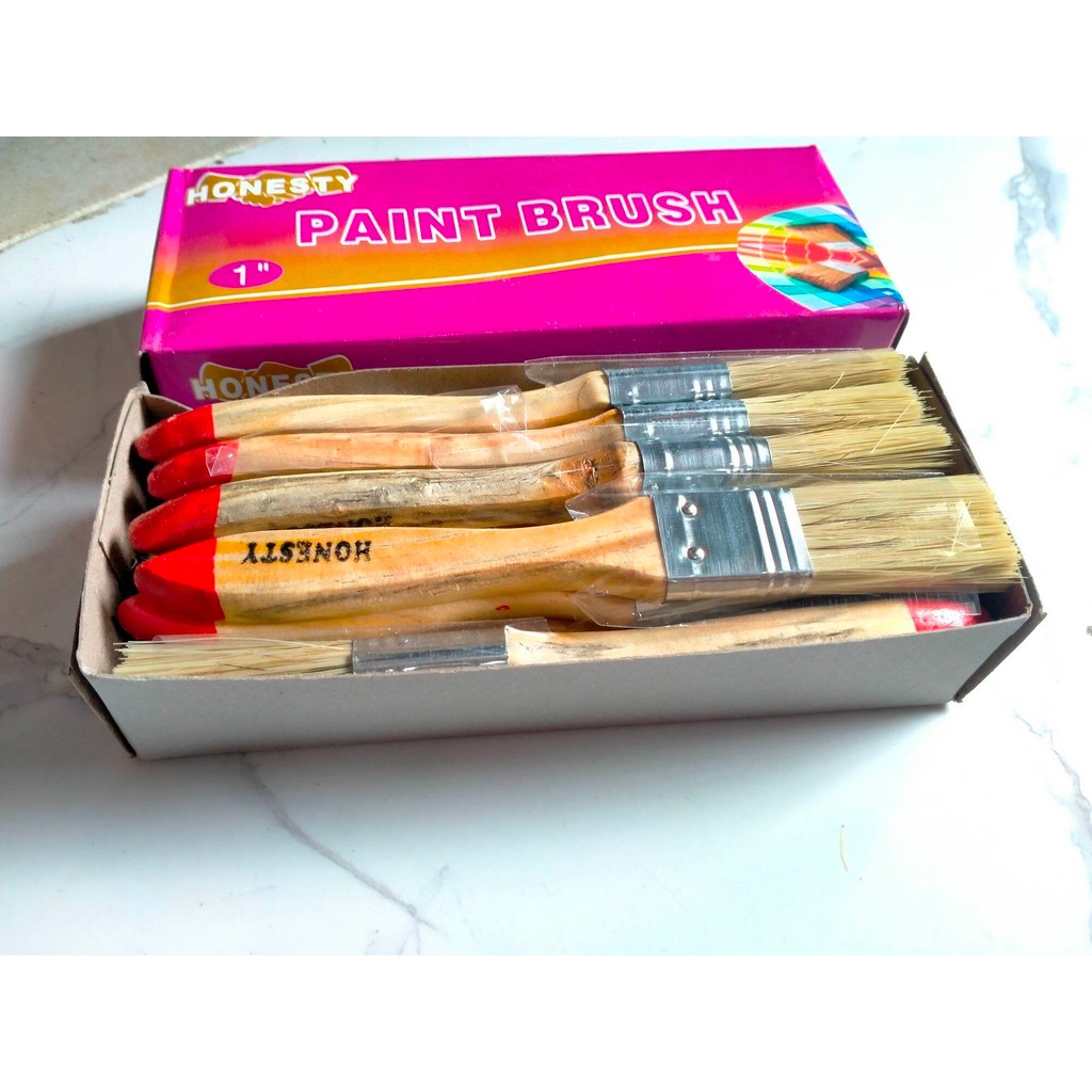 

HARGA kuas cat gagang kayu 1 inchi 1lusin koas cet 1 in 1box 12pcs