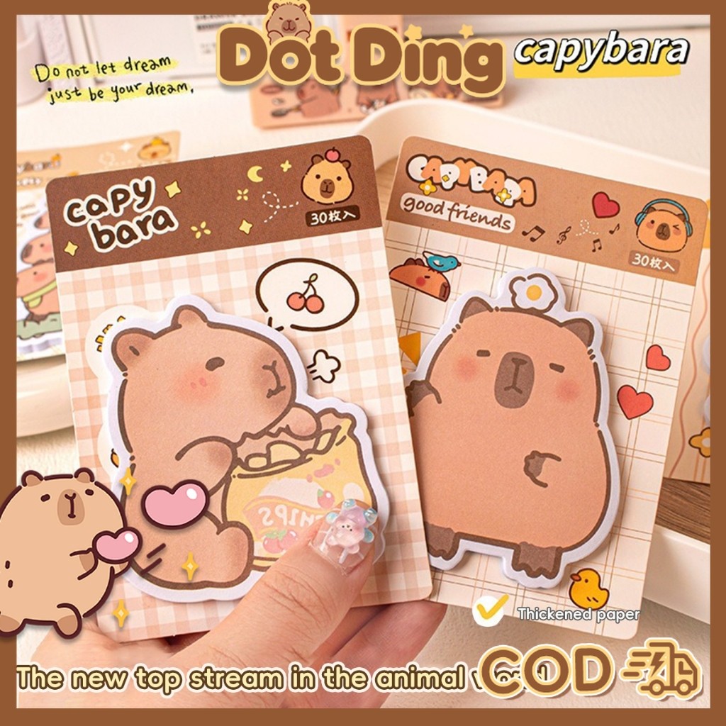 

[DOTDING] Stiker Notes Kapibara Bisa Dilepas & Tempel Ulang Stiker Pesan Multilayer Perlengkapan Kantor & Sekolah (Random 1 Buku)