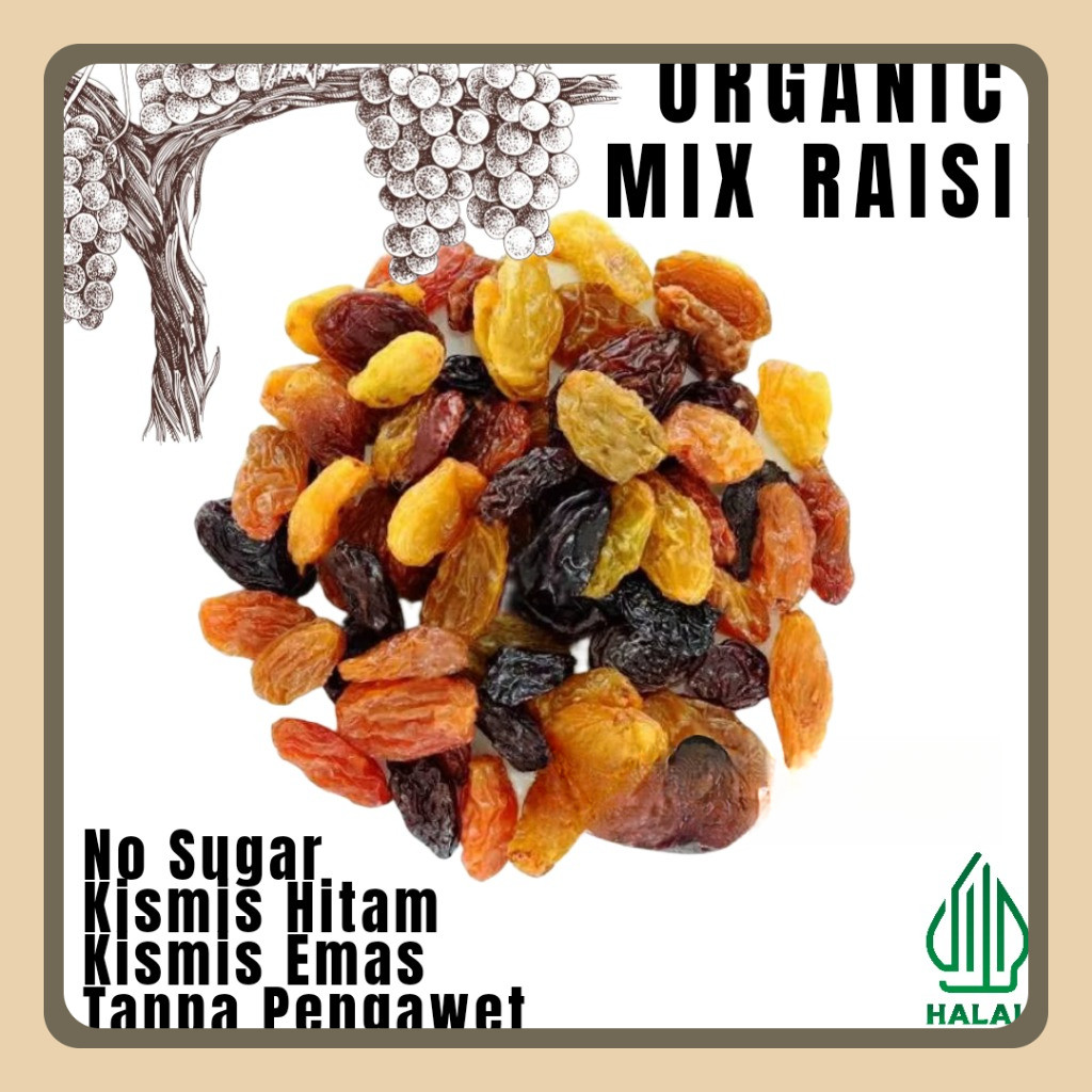 

Mix Raisins Unsweetened 500gr (1/2kg) Kismis Emas Dan Hitam / Kismis Campur 500