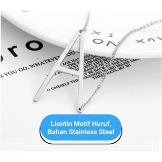 SS  - KALUNG RANTAI Q-Z LIONTIN MOTIF HURUF BAHAN STAINLESS STEEL B18