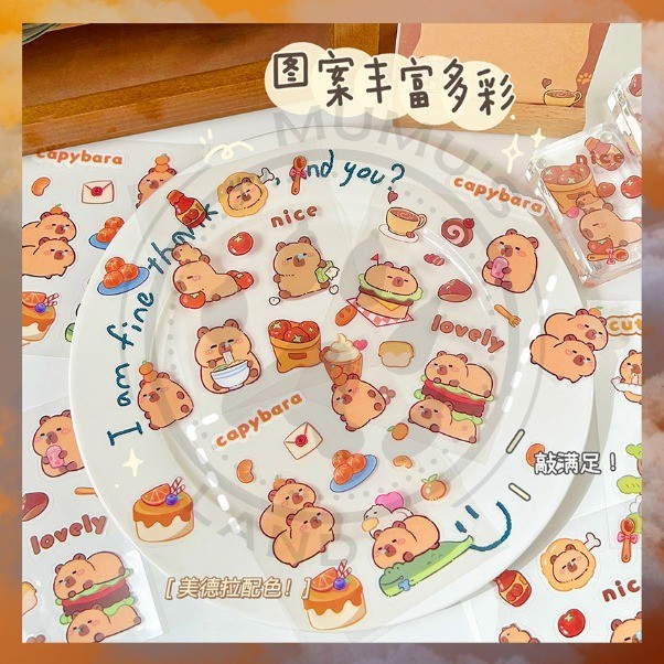 

ML 1 PCS Stiker Kartun Lucu 2D Sticker Hiasan Botol Anti Air Motif Kartun Kapibara Warna PVC A-SK007