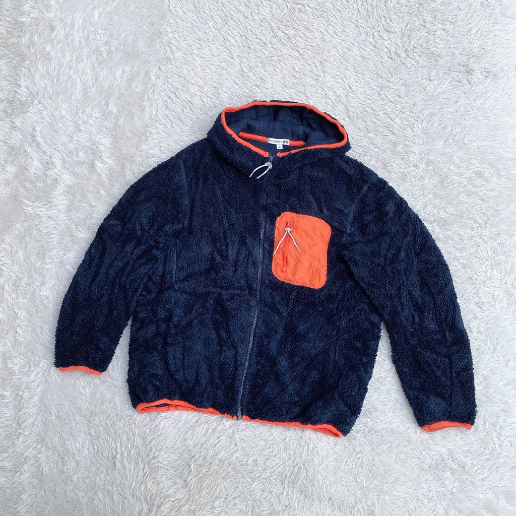 Uniqlo Mens Faux Fur Boa Sherpa Full Zip Parka Long Sleeve Sweatshirt Hoodie