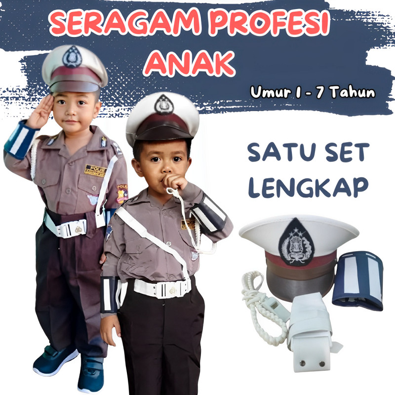 GLOSIR - BAJU ANAK SERAGAM POLISI ANAK LENGKAP ATRIBUT