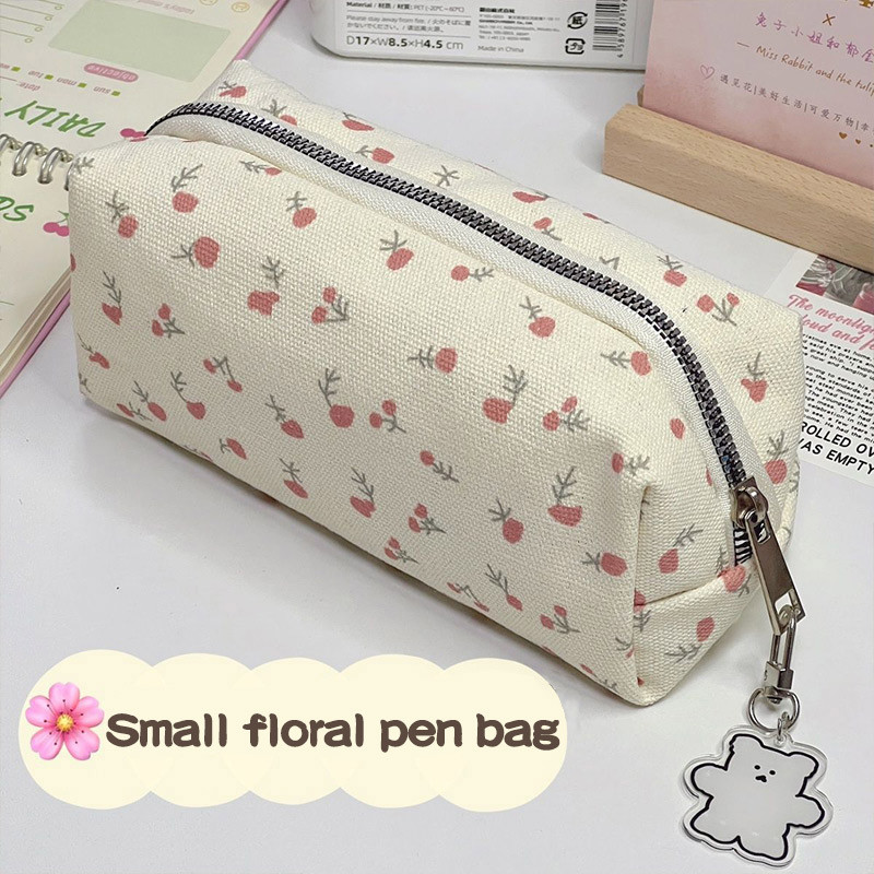 

Floral Pencil Case Fabric Printed Makeup Storage Bag Student Desktop Stationery Large Capacity Pencil Case Floral Makeup Bag
