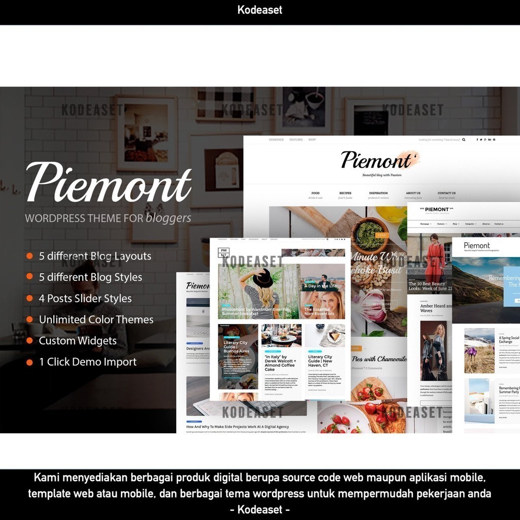 WORDPRESS THEME PIEMONT - TRAVEL & LIFESTYLE BLOG    D5451 TEMA TEMPLATE WEB BY KODEASET LISENSI ORI