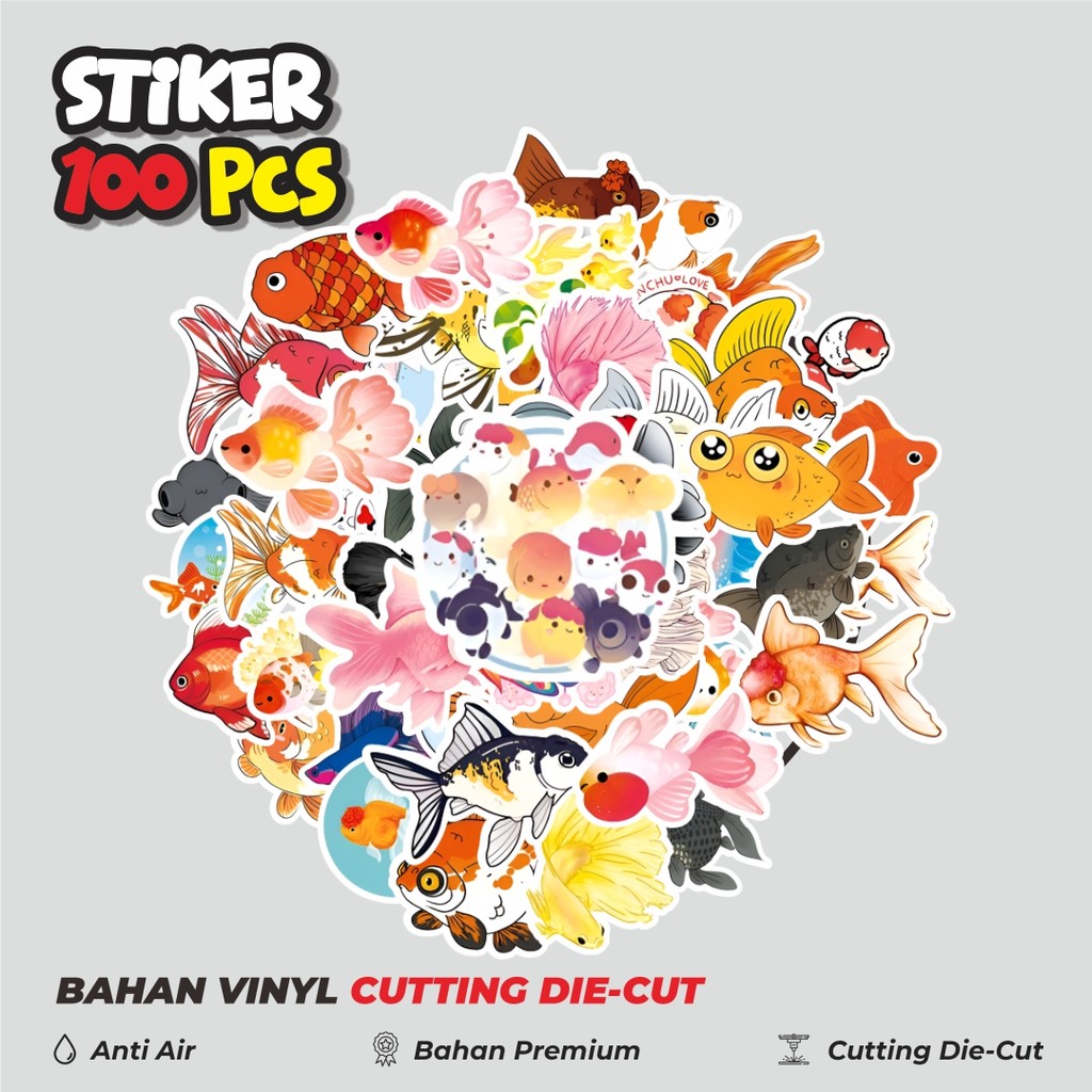 

Terbaru! 50 pcs Stiker Golden Fish [Ikan] Series Dekorasi Lucu Kreatif untuk Notebook, Skateboard, HP