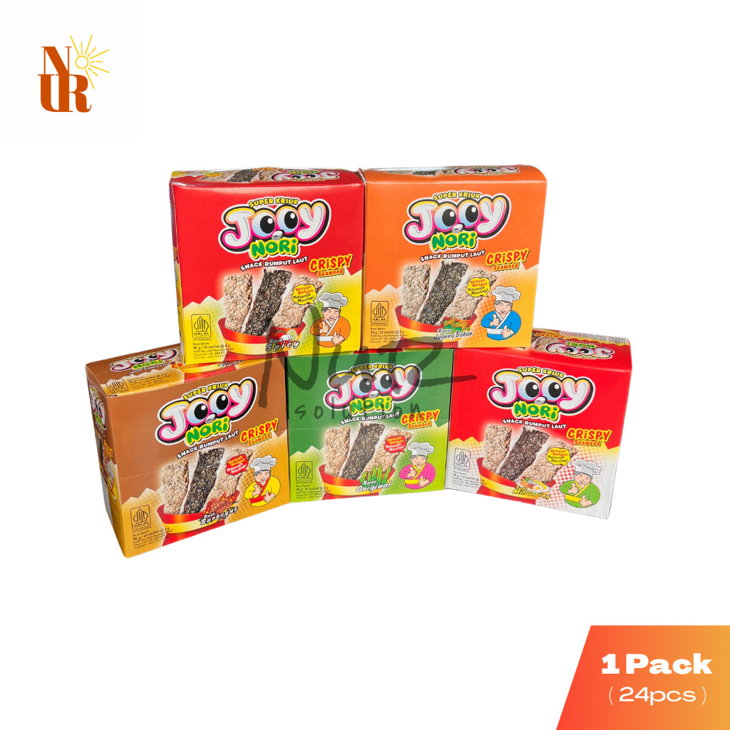 

Jooy Nori Crispy Rumput Laut isi 24 Pcs / Snack Rumput Laut Aneka Rasa