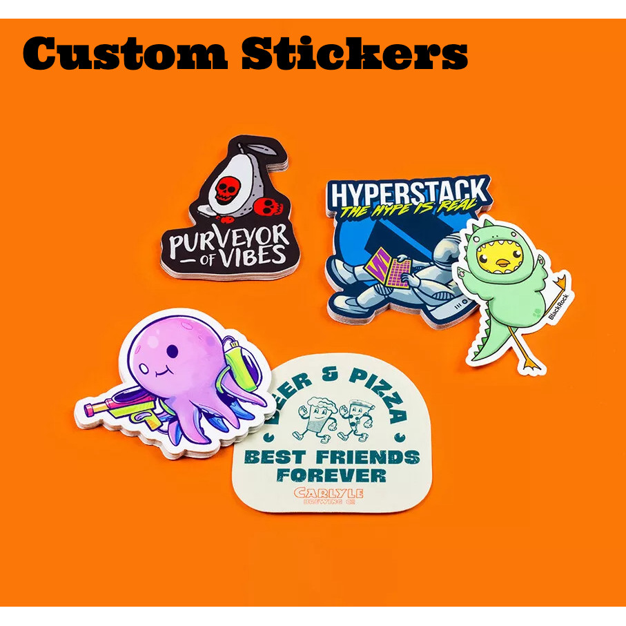 

50/100/150/200 Business Aesthetic Label Sticker Custom Printing Adhesive Die Cut Logo Custom Vinyl Water UV proof