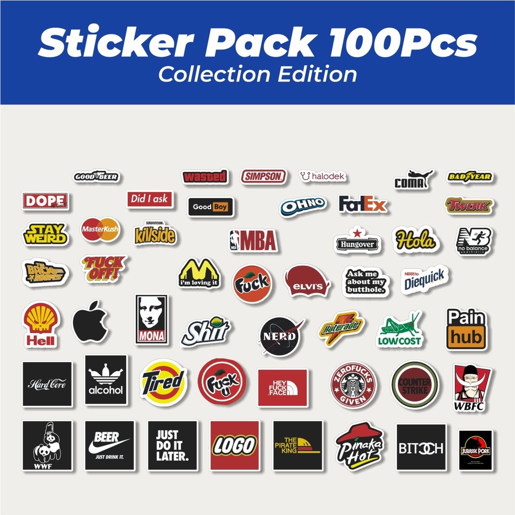 

Hot Stiker Random Logo Parodi Versi 4 Lucu Anti Air Stikers Berperekat Waterproof Sticker Decal Buat Motor Helm Buku Journal Koper Casing HP Laptop Botol Minum