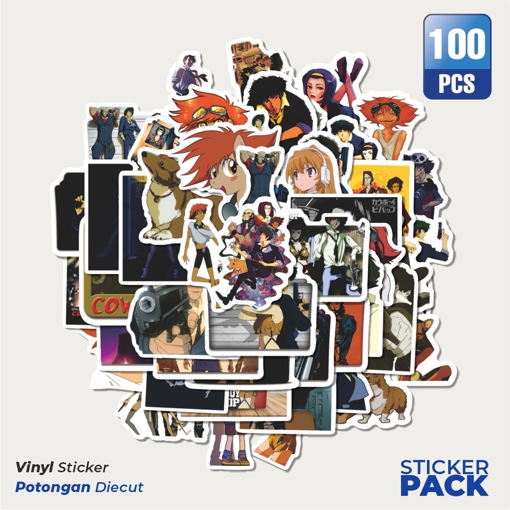 

100 PCS STIKER Anime Cowboy Bebop Waterproof Aesthetic- Untuk Laptop, Motor, dan Helm - Paper Stationery Pack
