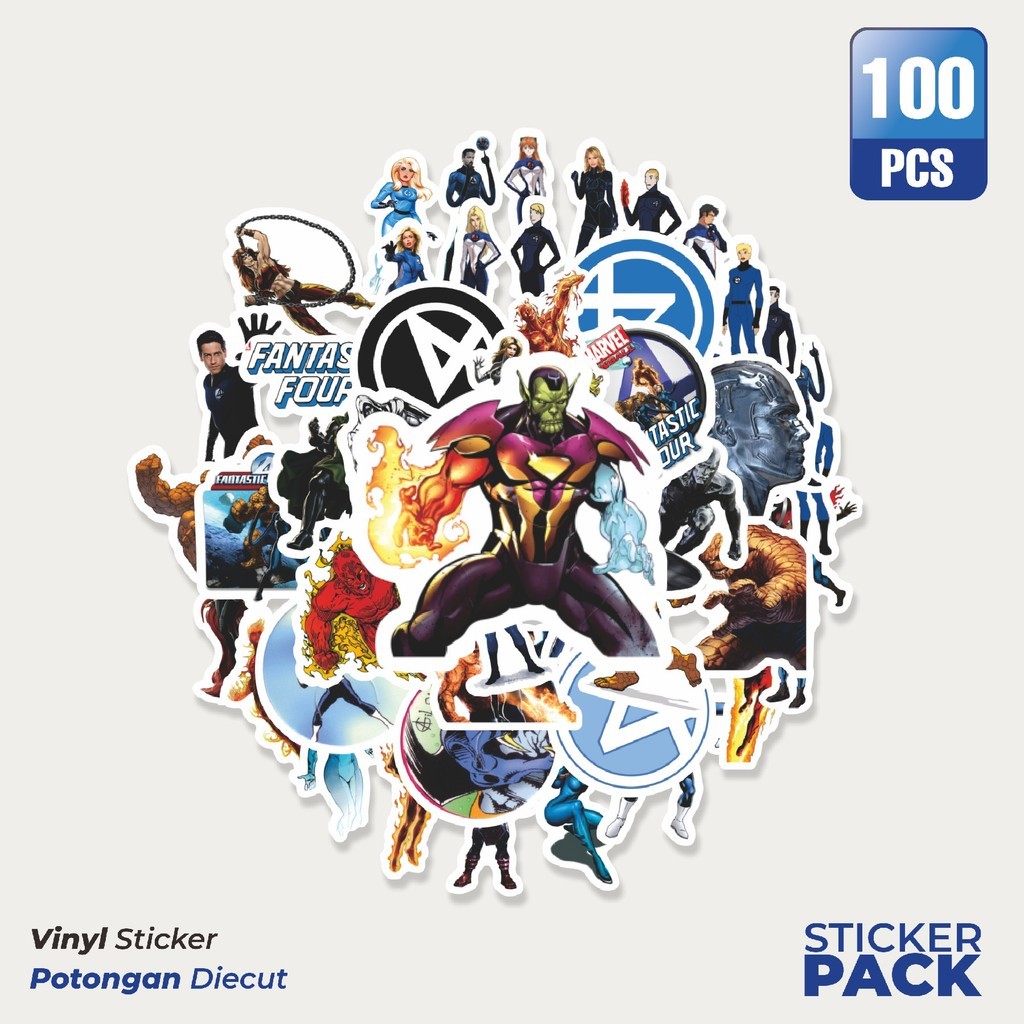 

Stiker Vinyl Sticker Kartun Fantastic Four Sticker Waterproof Aesthetic- Untuk Laptop, Motor, dan Helm - Paper Stationery Pack