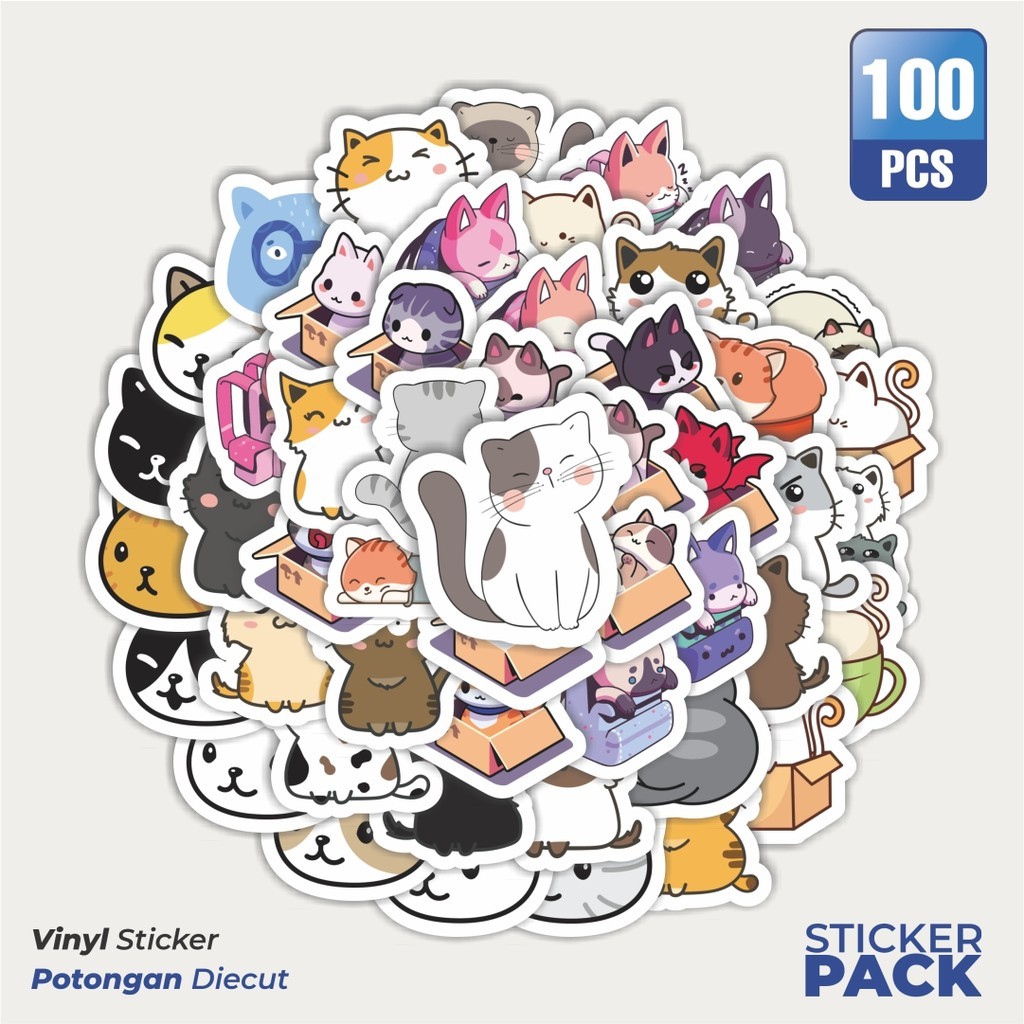 

Stiker Vinyl Stiker Super Kawai Kitties [Kucing Lucu] Waterproof Aesthetic- Untuk Laptop, Motor, dan Helm - Paper Stationery Pack