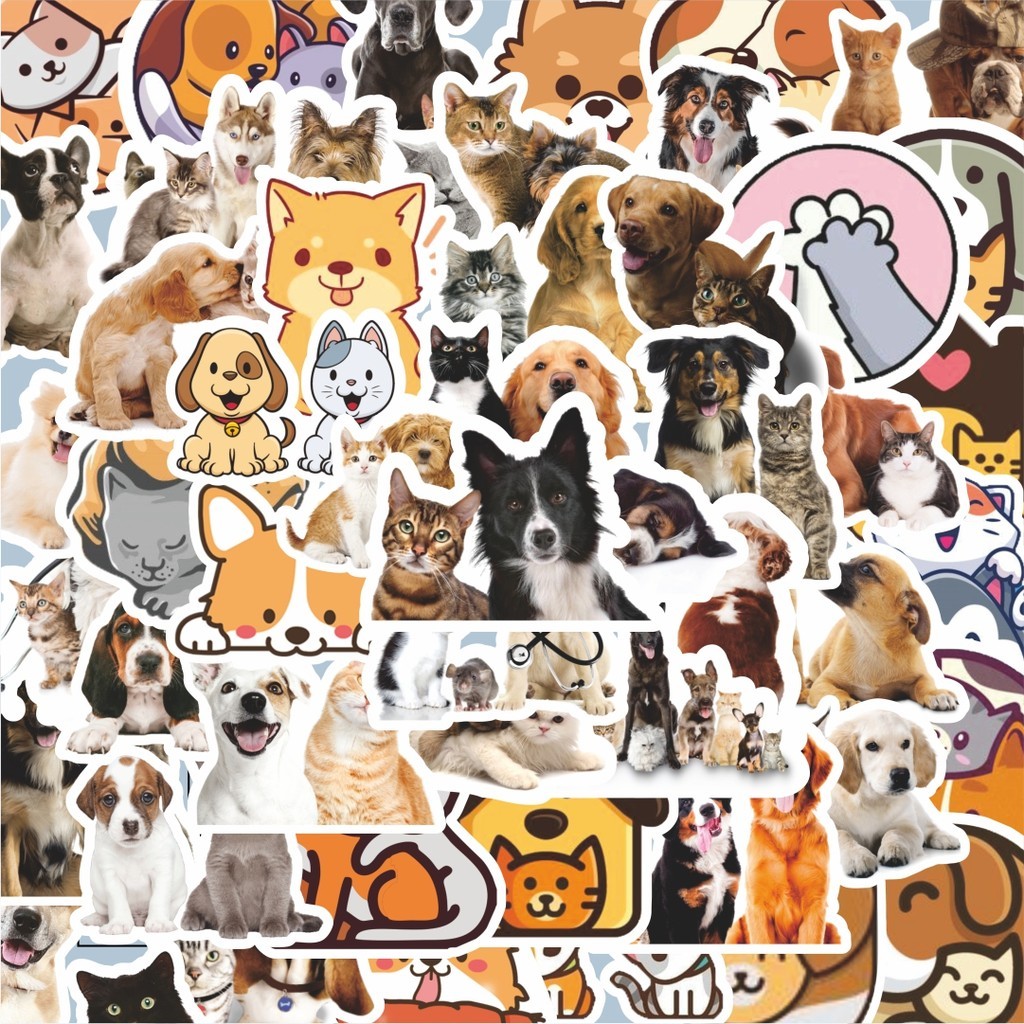 

100PCS Lucu Stiker Hewan Cat & Dog [Kucing & Anjing] Stiker Aesthetic Stiker Anti Air Stikers Berperekat Waterproof sticker decal buat Motor Helm Buku Journal Koper Casing HP Laptop Botol Minum Hadiah anak