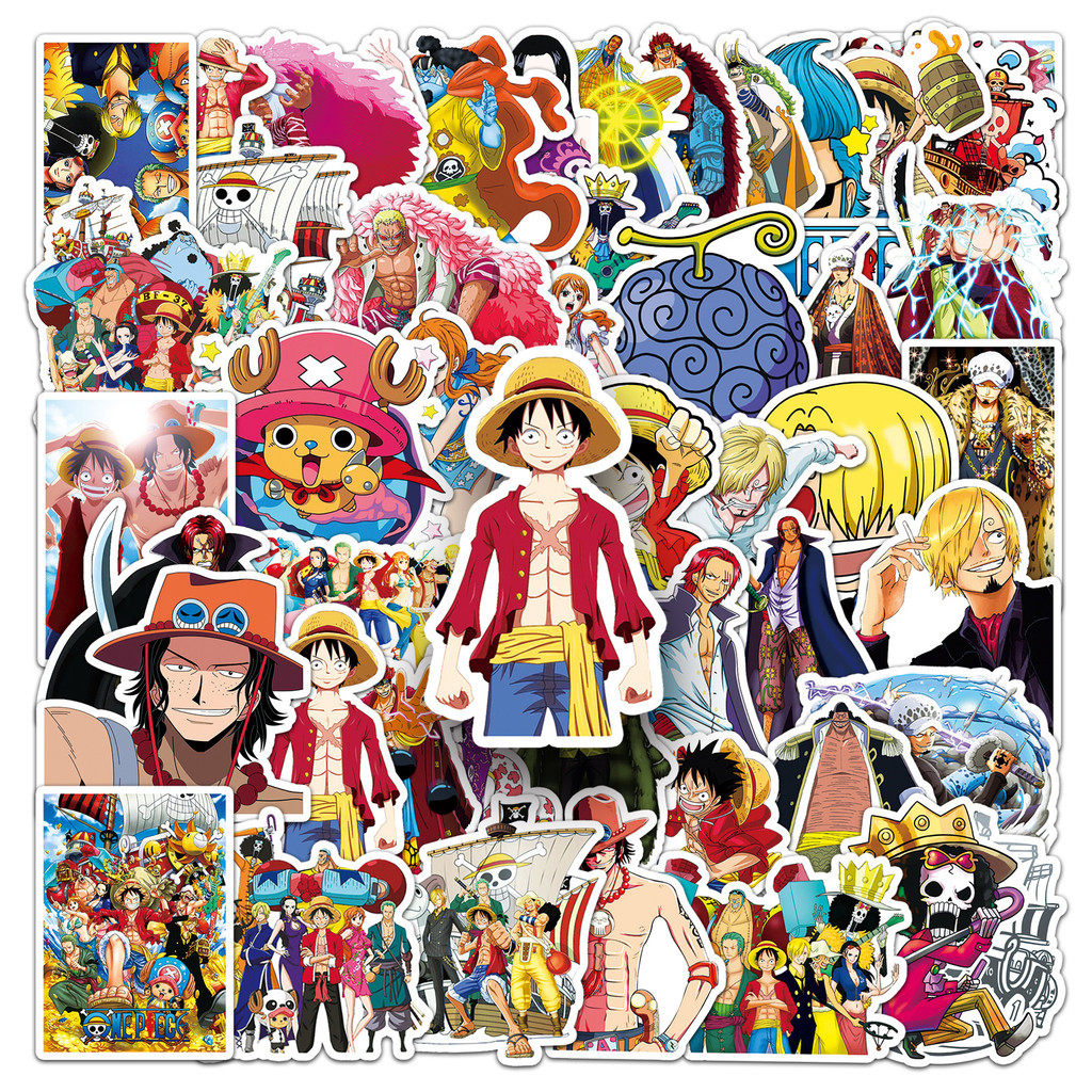 

50Pcs Miniso One Piece Cartoon Cute Waterproof Sticker Skateboarding Snowboard Retro Vinyl home decal Sticker