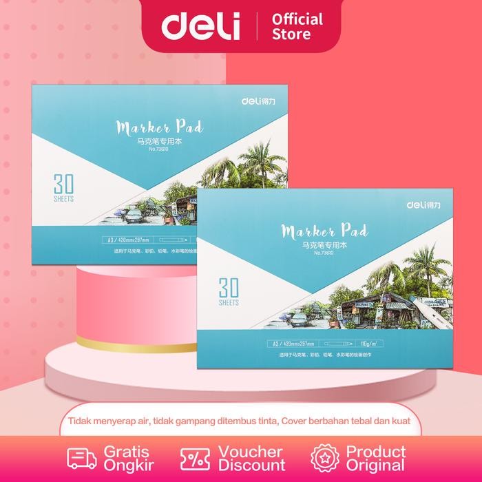 

Deli Marker Pad/Drawing Paper/Buku Gambar Untuk Spidol 30Lmbr 73609/10 - TYPE A3