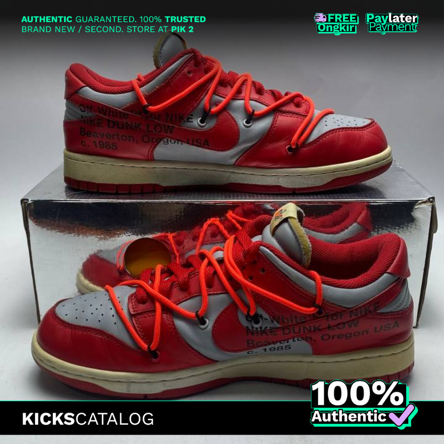 Nike Dunk Low Off-White University Red (OG-1395) - 100% Authentic