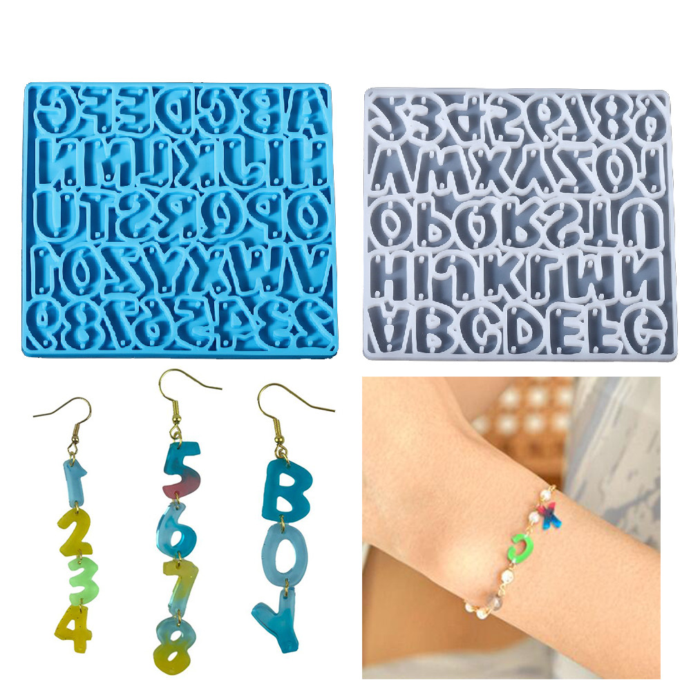 

Alphabet Epoxy Resin Mold Letters Number Earrings Pendants Silicone Molds for DIY Epoxy Resin Necklace Bracelet Pendant Crafts