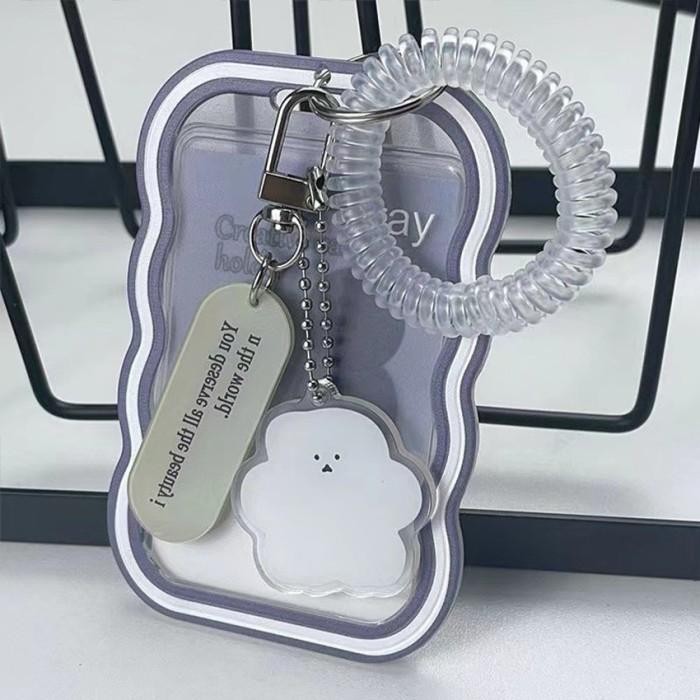 

ID CARD Holder Name Tag Clear Transparent Gradien + Lanyard Transpara - Grey