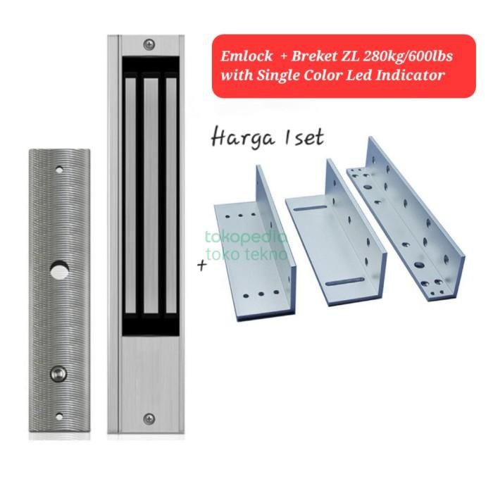 

MLock Magnetic Lock + Bracket ZL 600Lbs 2Kabel + Led Indicator - Breket ZL aja Sale