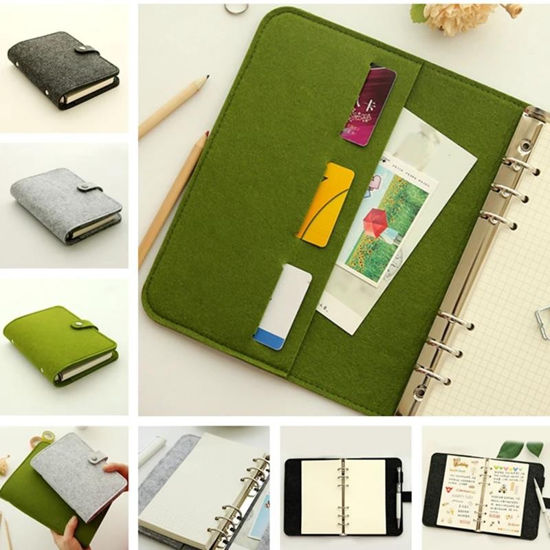 

Popular A5 A6 Felt Shell Fabric Notebook Paper Planner Inner Page Ring Binder Stationery Gift Traveler Journal Loose Leaf New