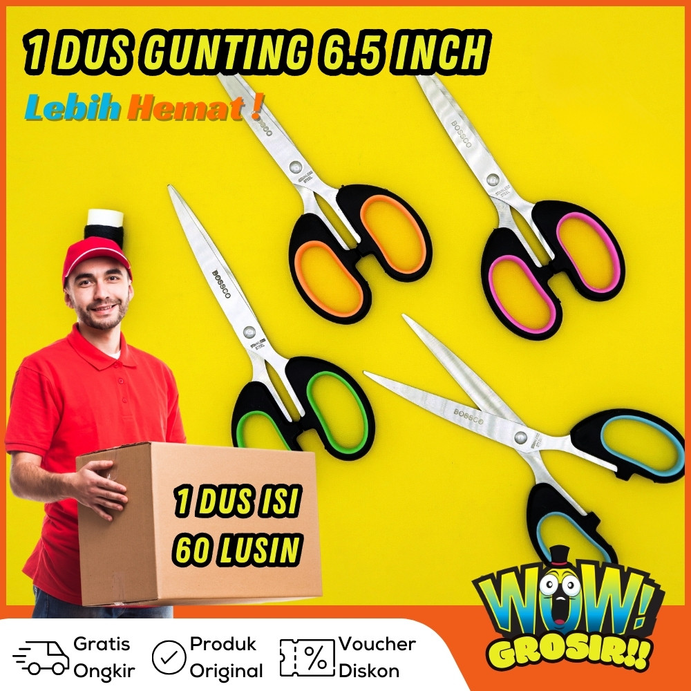

WOWGROSIR Grosir!!! 60 lembar (720 pcs) Gunting Scissors BOSSCO 6.5 Inch BC-666