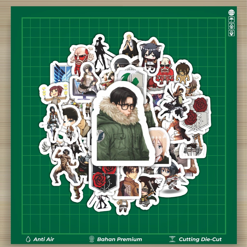 

HOT 50 PCS STIKER Stiker Anime Attack On Titan 2 Stiker Fashion Cars Decal Dingin Kartu Album Custom Vinyl Anti Air- Sticker Aesthetic Buku Journal Koper Casing HP Tablet Laptop Helm Motor Botol Minum