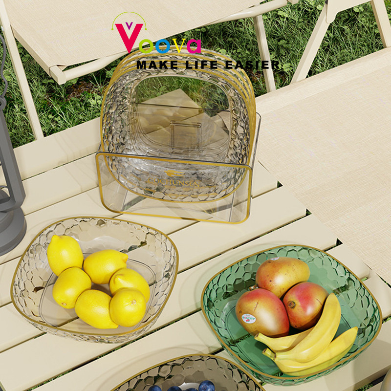 VOOVA Piring Saji Mini Kotak/ Piring Hias Diamond Cantik/ Piring Transparan Piring Saji Lauk/ Piring