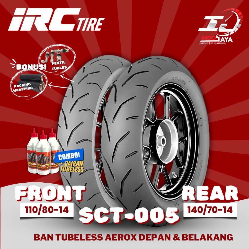 [BAN SEPASANG] BAN LUAR TUBELESS IRC SCT-005 FRONT & REAR (110/80-14 & 140/70-14) BAN DEPAN + BELAKA