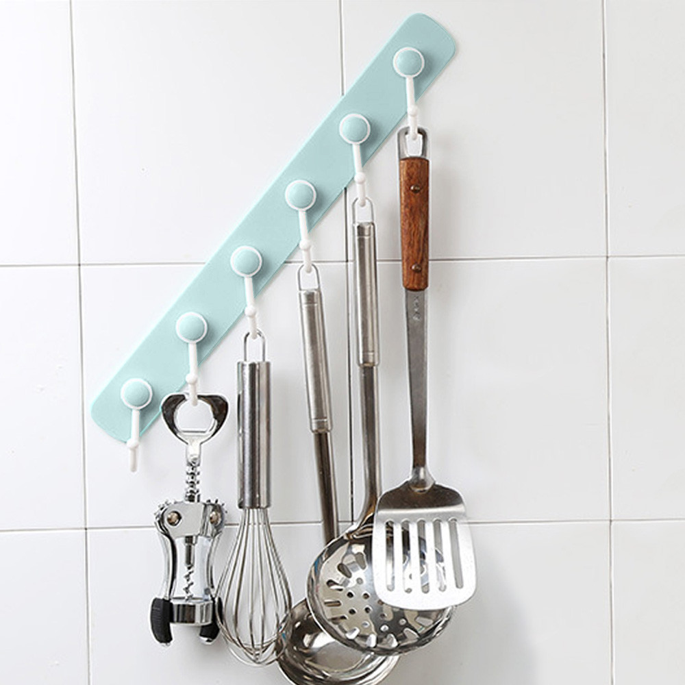 

Kitchen Storage Rack 360° Rotating Kitchen and Bathroom 6 Hooks Home Wall-mounted Clothes Rack Bathroom Robe Towel Rack