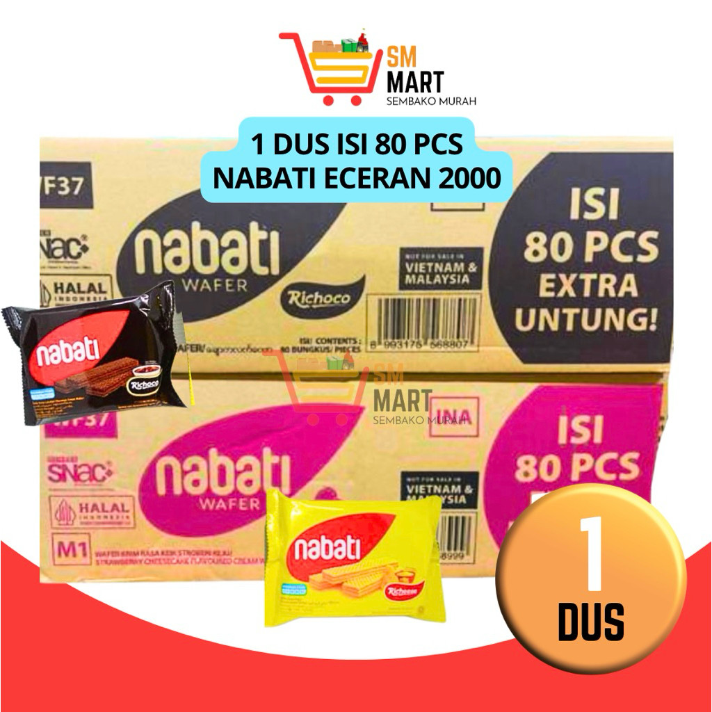 

[BISA MIX RASA] WAFER NABATI 1 DUS RICHEESE NABATI ISI 80 PCS KEJU COKLAT NABATI 2000 MURAH