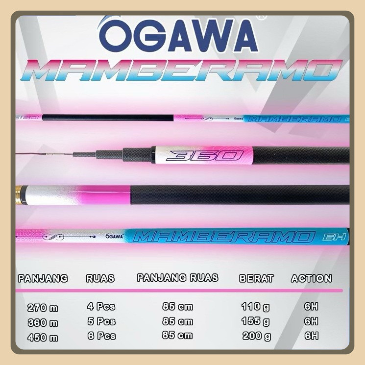 joran tegek ogawa mamberamo  | 270 | 300 | 360 | 450 | 540 | action kaku ruas bawah 85cm bahan tebal