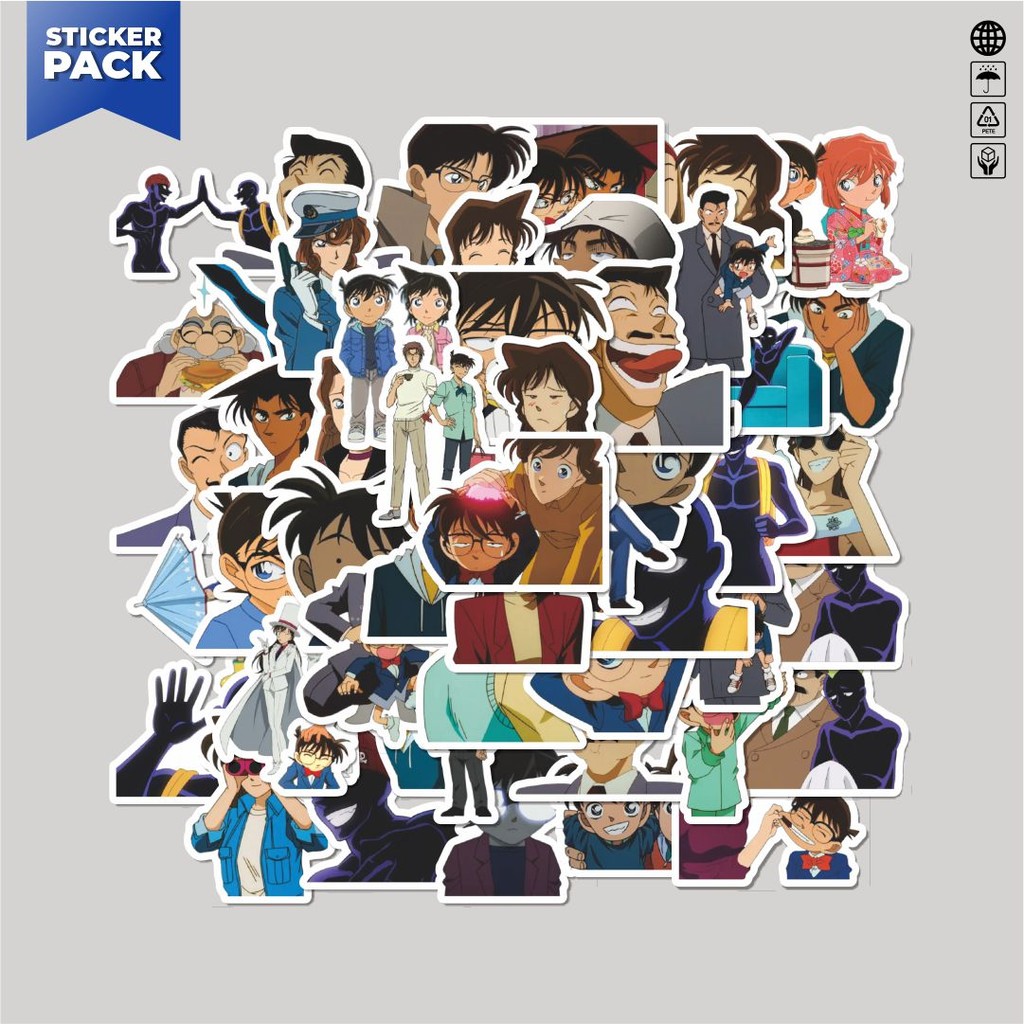 

[100PCS]Stiker Pack Stiker Anime Detective Conan Aesthetic Vinyl Anti Air Dekorasi Sticker Laptop Buku Journal Koper Helm Casing HP Gitar Helm Skateboard