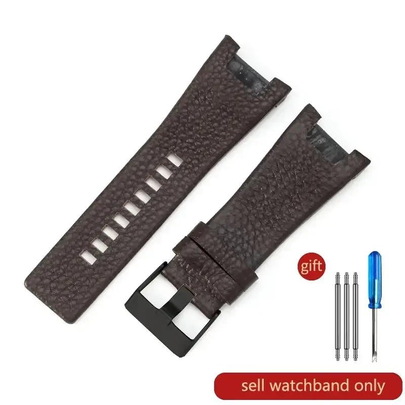 High-end Skin Friendly Genuine Leather Watchbands for esel Dz4246 Dz1273 Dz1216 Concave Interface Co