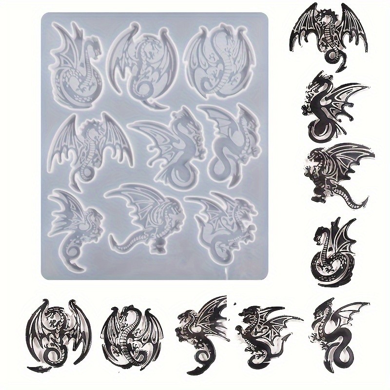 

1 piece crystal glue flying dragon fire dragon pattern necklace keychain silicone mold diy jewelry pendant glue grinding