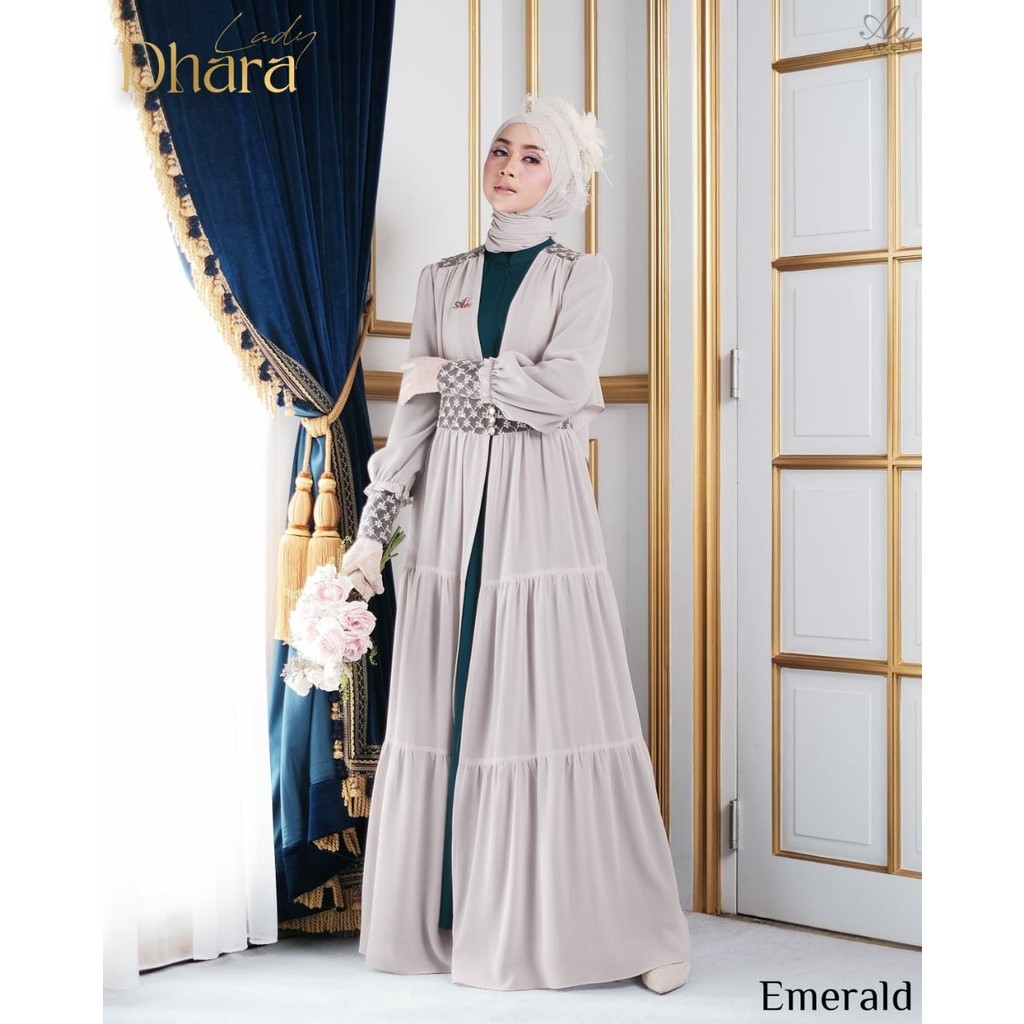 Lady Dhara Style 1 Gamis Outer Set Khimar Ceruty by Aden Hijab Dress Mewah Inner Outer Original