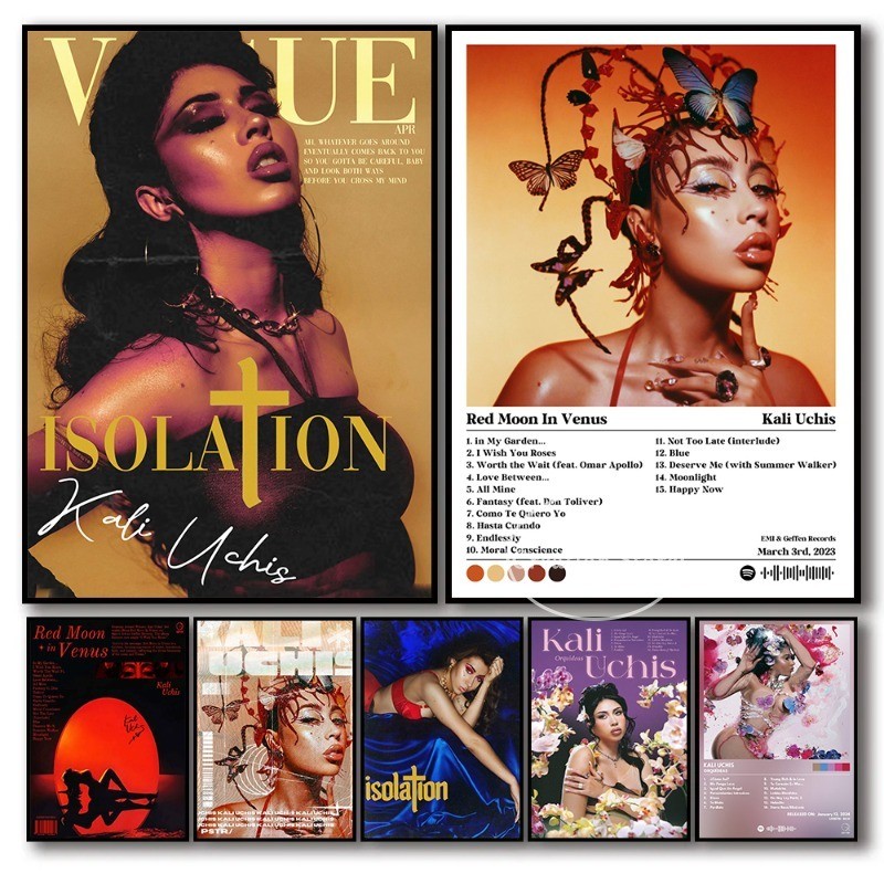 

Hip Hop Singer Kali Uchis Red Moon in Venus Music Album Covers Poster Canvas Painting Wall Art Pictures Home Decor Gift
