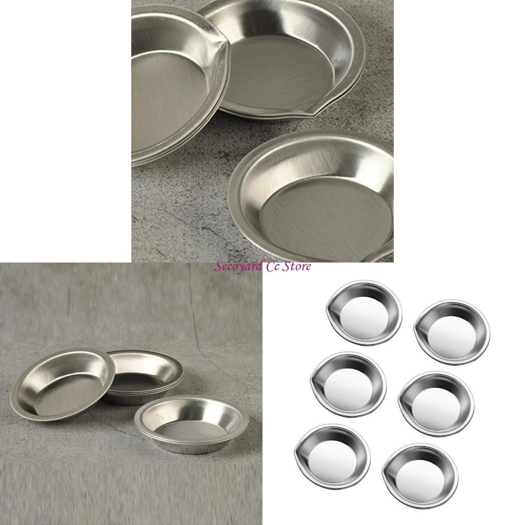 

N3UC 6 Pcs Paint Pigments Tray Small Round Artist Watercolour Painting Mixing Palette Tray Stainless Steel Paint Tray