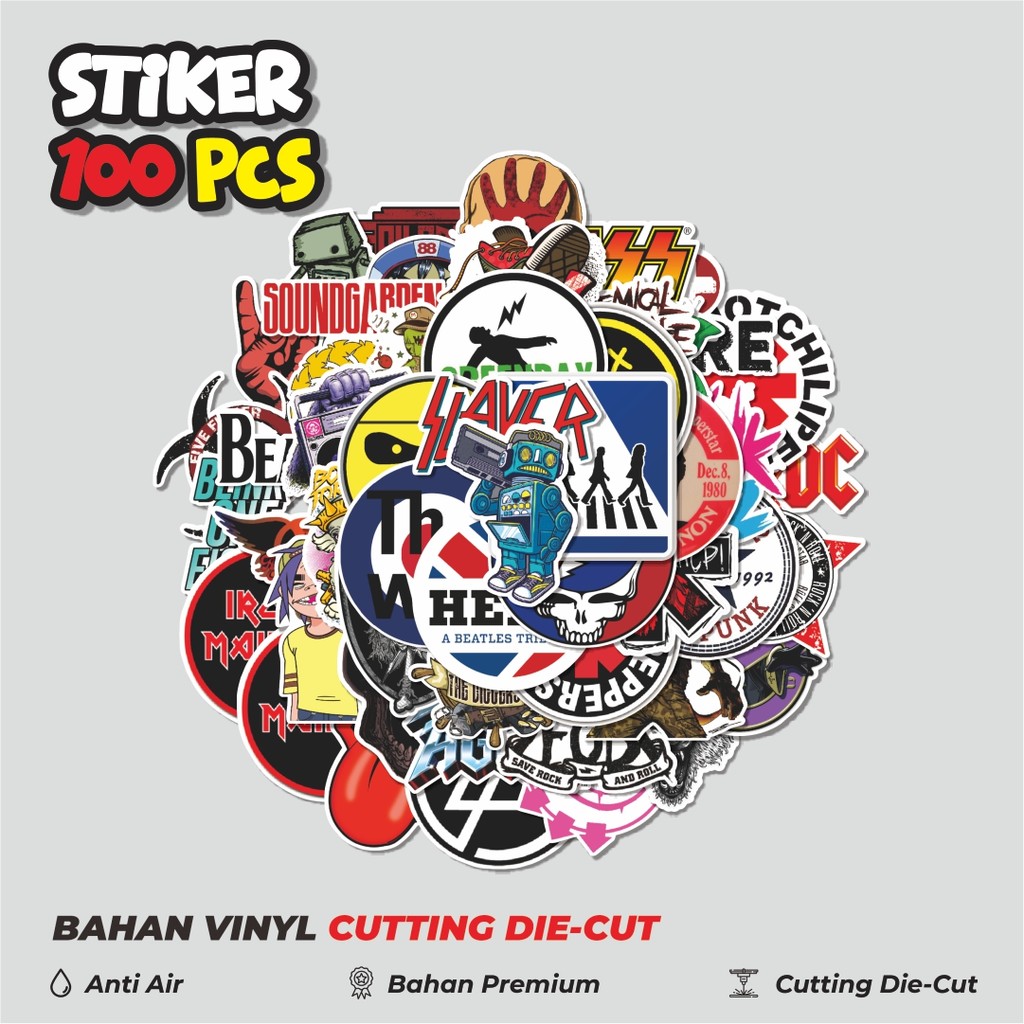 

Terbaru! 50 pcs Stiker Mixed Logo Rock Band [Logo Band Rock Campuran] Dekorasi Lucu Kreatif untuk Notebook, Skateboard, HP