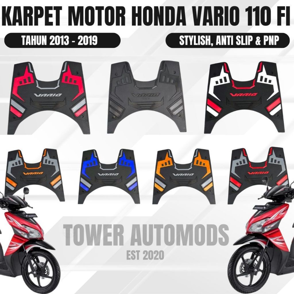 Karpet Motor Vario 110 Fi - Karpet Vario 110 Fi - Alas Kaki Pijakan Vario 110 Fi Bahan Karet Premium