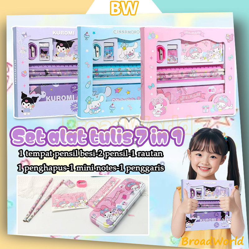 

BW Paket Alat Tulis Set 7 In 1 Set /Stationery 7in1 Karakter Kartun Alat Tulis Anak Sekolah Penghapus Pengaris Kotak Pensil Penggaris Crayon